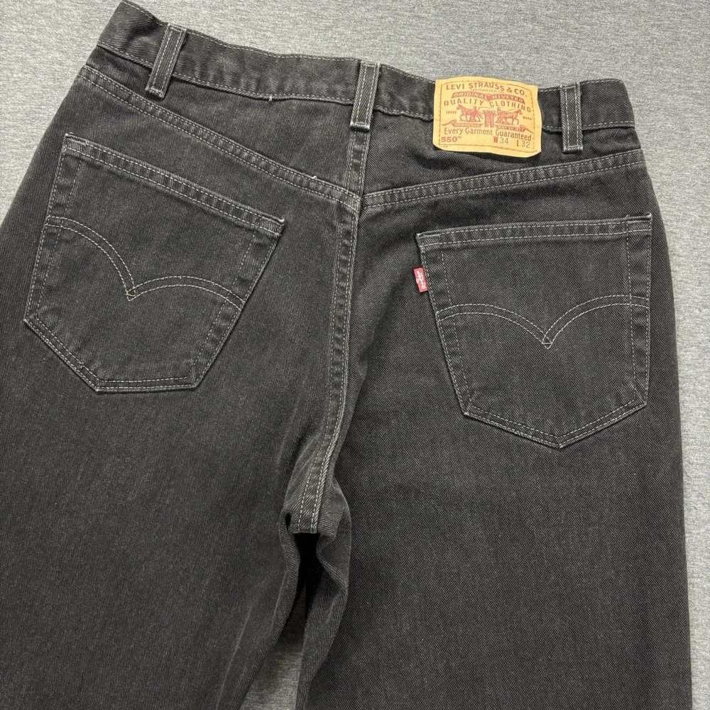 VTG Levi's 550 Jeans Mens 32x32 TAG 34x32 Relaxed Fit Black Made In The USA Y2K